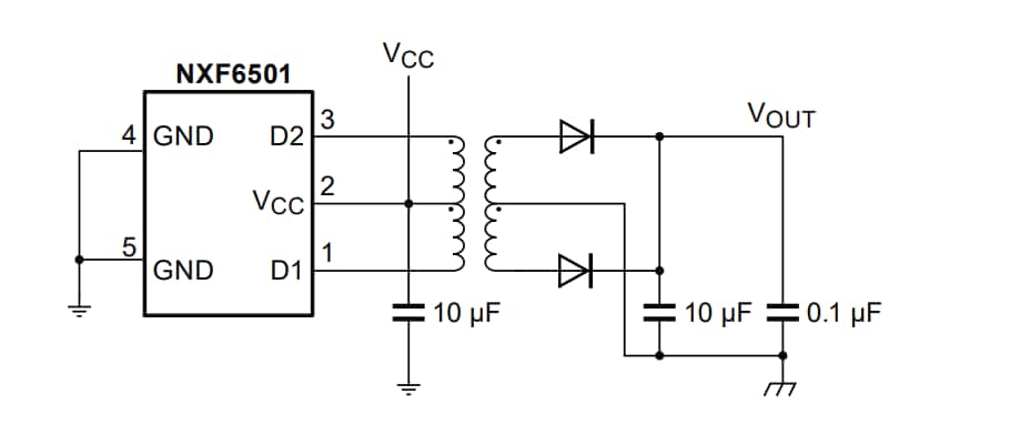 Applikations-Schaltungsdiagramm - Nexperia NXF6501-Q100 Transformator-Treiber